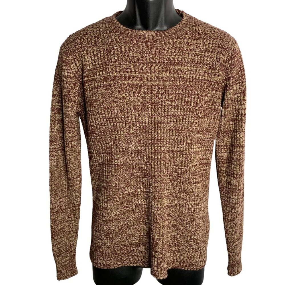 Royal Knights Black Label Handmade Knit Sweater L Maroon Red Marled Wool Blend